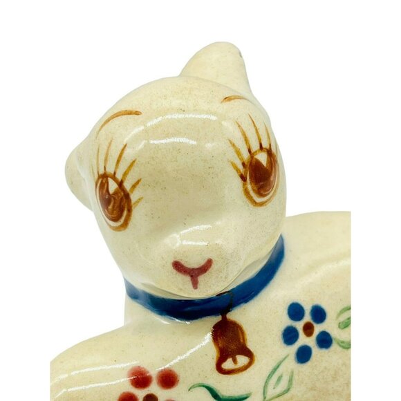 Vintage Sheep Lamb Cotton Tail Cotton Ball Dispenser Holder Art Pottery - Picture 2 of 8